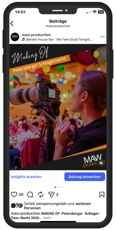 Smartphone mit MAW production Making Of Beitrag